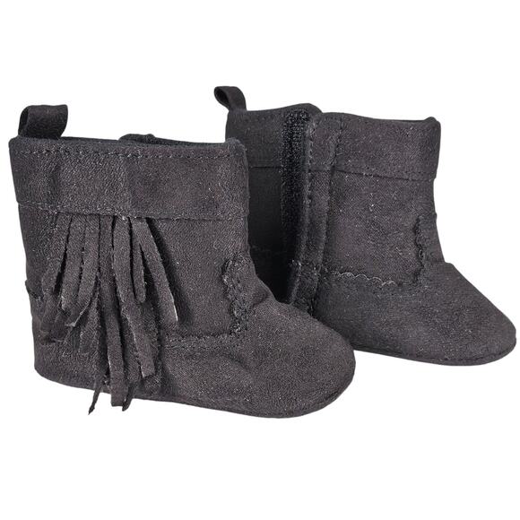 RISING STAR BABY GRAY HIGHTOP BOOTS WITH FRING ON SIDES - SIZE 3-6 MONTHS - Picture 1 of 8